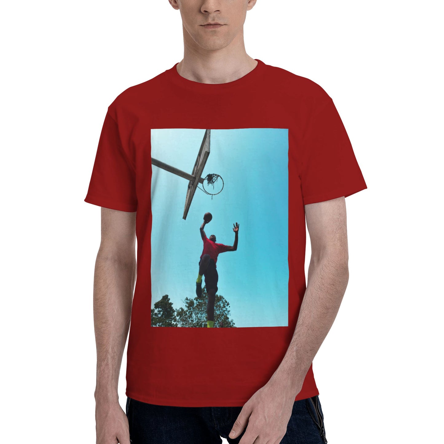 150g Men's Cotton Round Neck Short Sleeve T-shirt - front custom