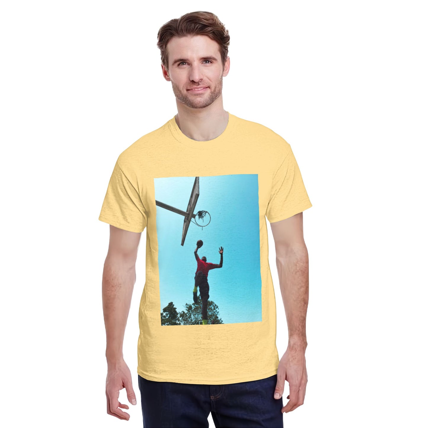 150g Men's Cotton Round Neck Short Sleeve T-shirt - front custom