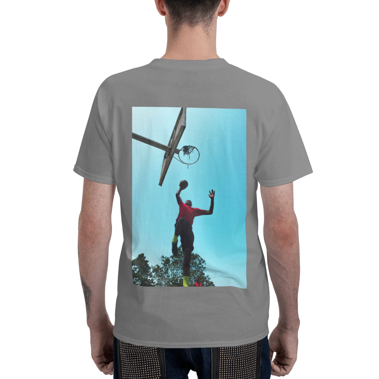 150g Men's Cotton Round Neck Short Sleeve T-Shirt - Back Custom
