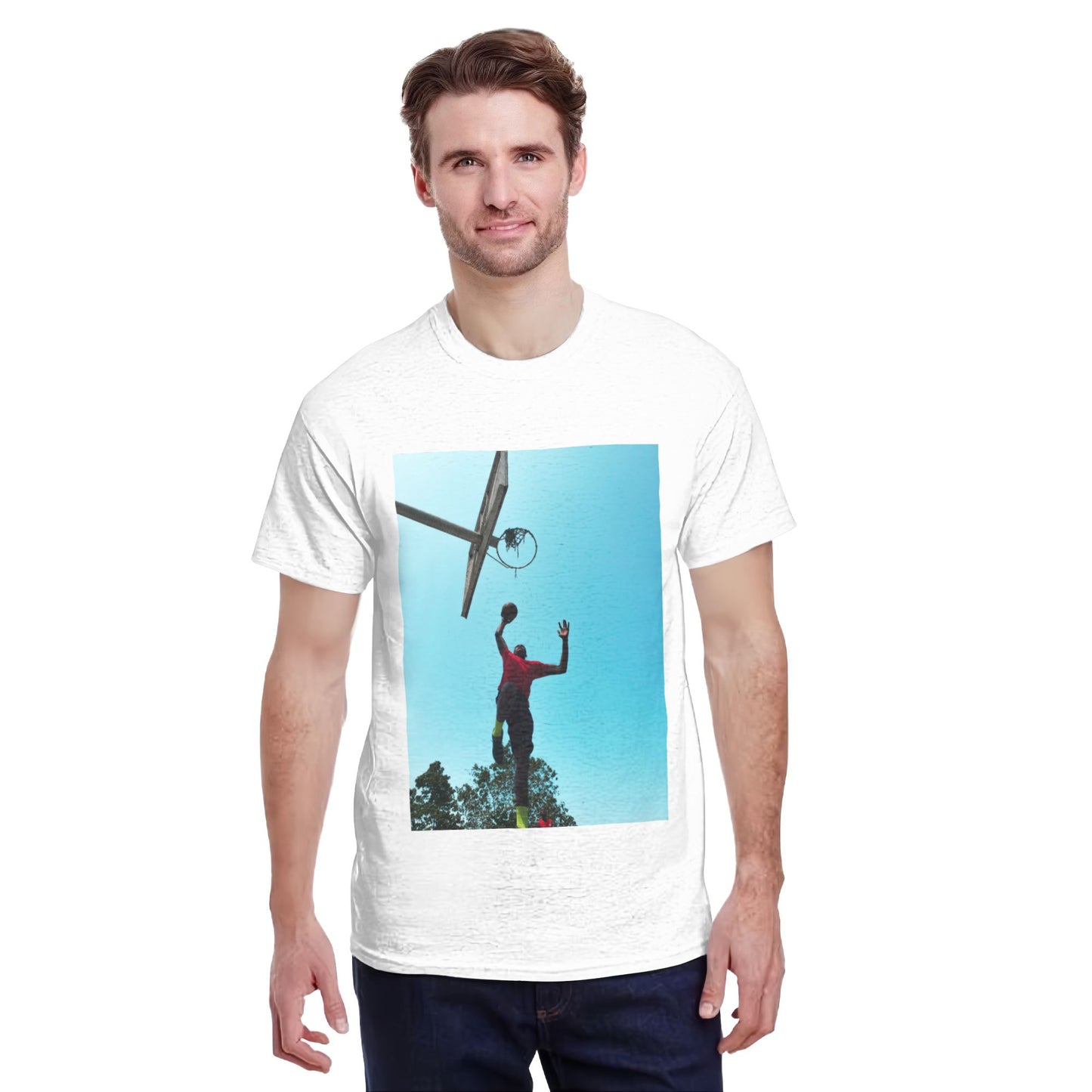 200g Men's Cotton Round Neck Short Sleeve T shirt-Front Custom