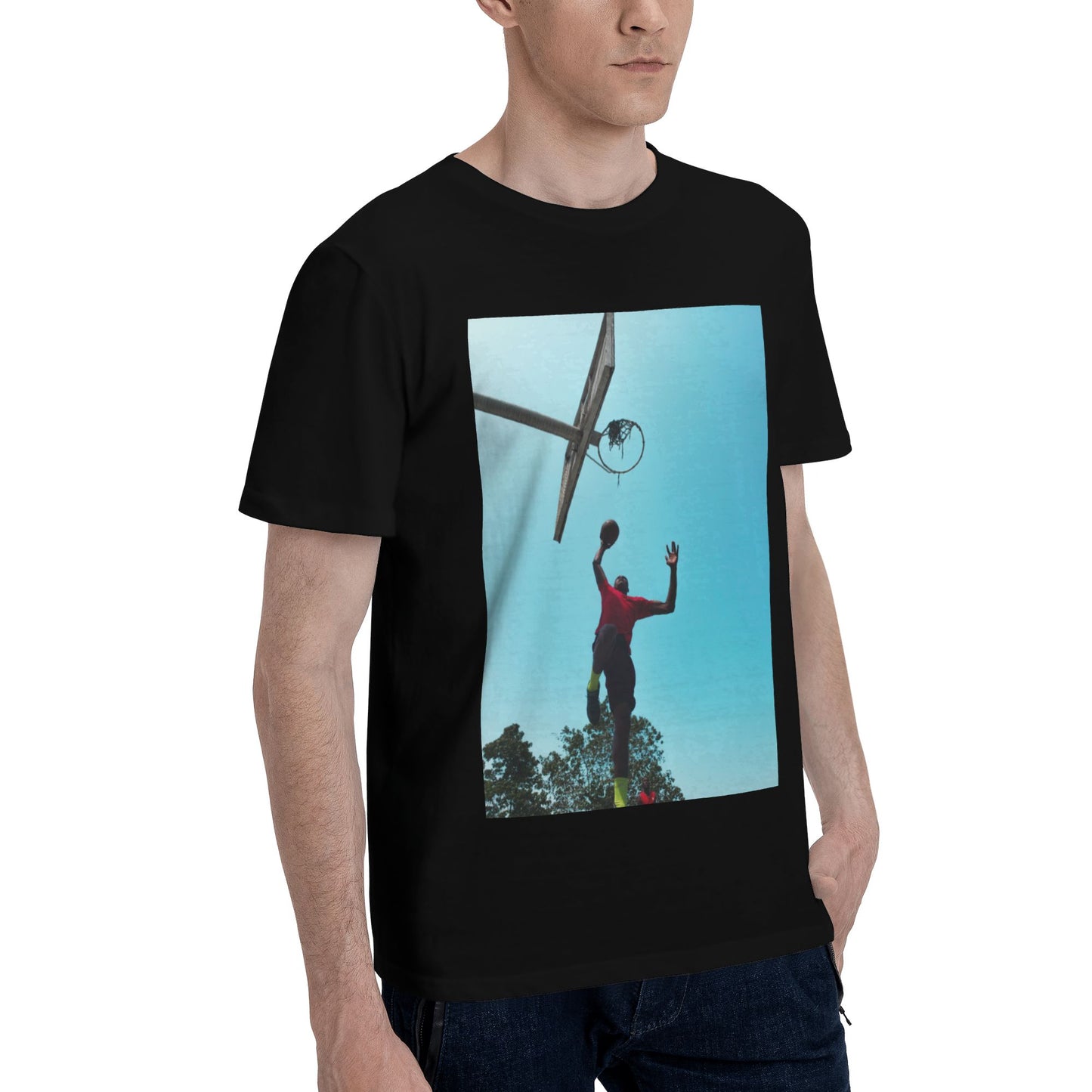 180g men's cotton round neck short sleeve T-shirt - Front Custom