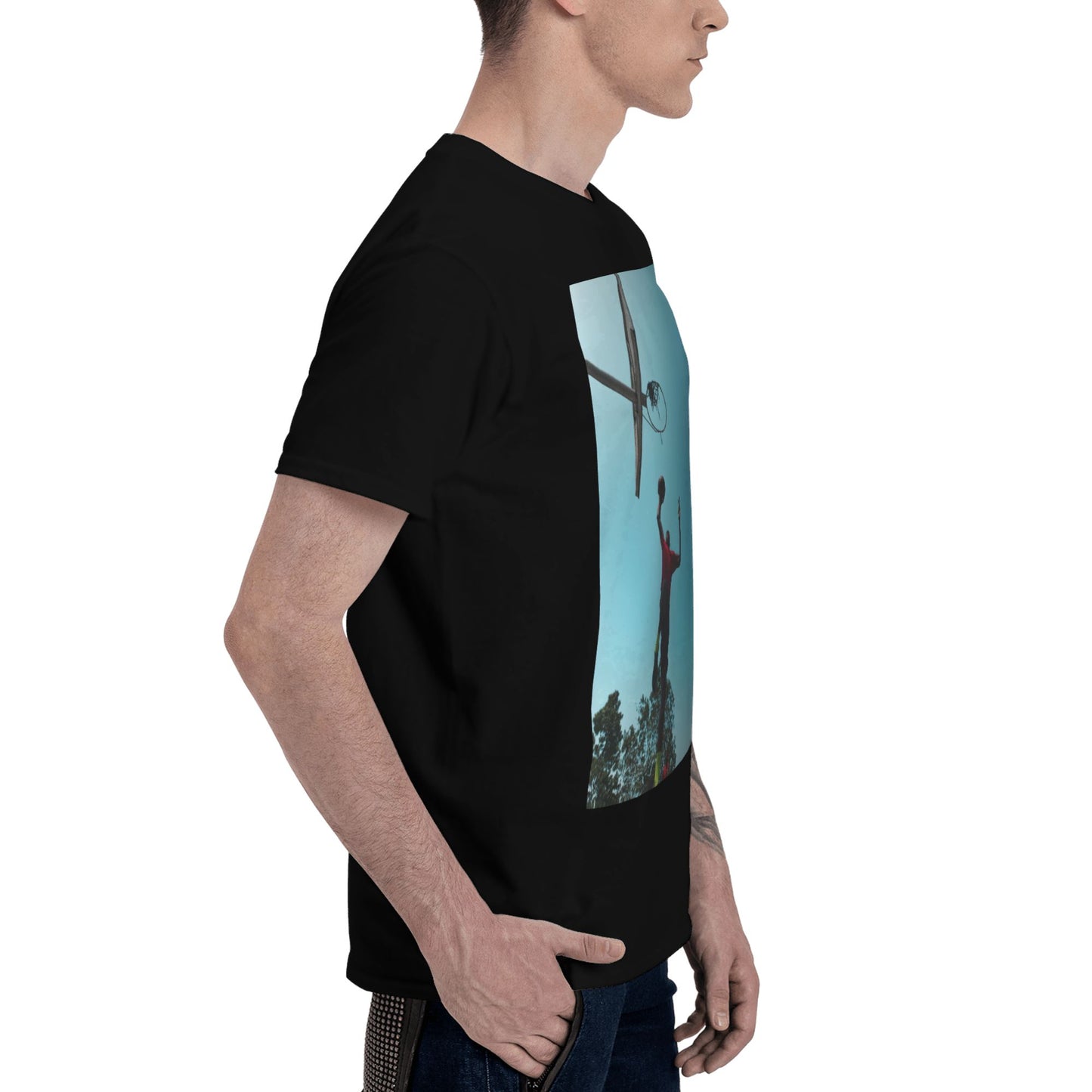180g men's cotton round neck short sleeve T-shirt - Front Custom