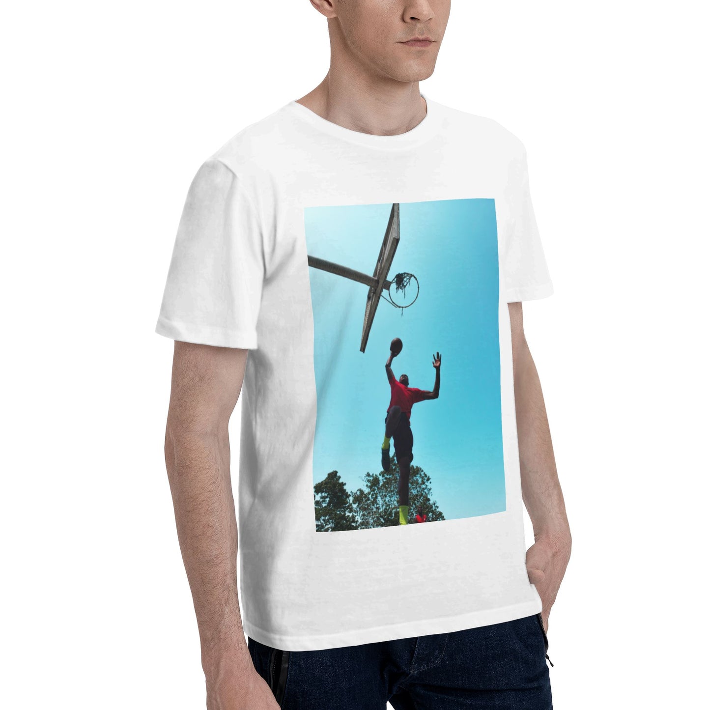 180g men's cotton round neck short sleeve T-shirt - Front Custom