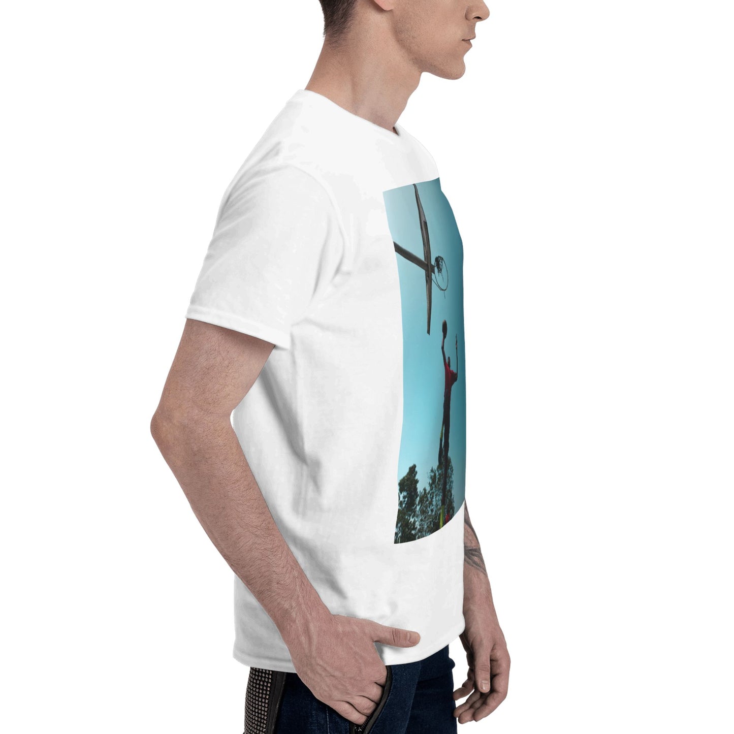 180g men's cotton round neck short sleeve T-shirt - Front Custom