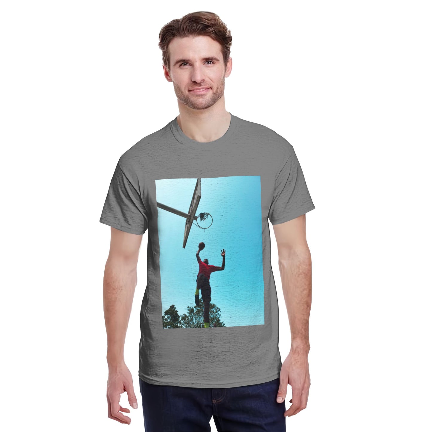 150g Men's Cotton Round Neck Short Sleeve T-shirt - front custom