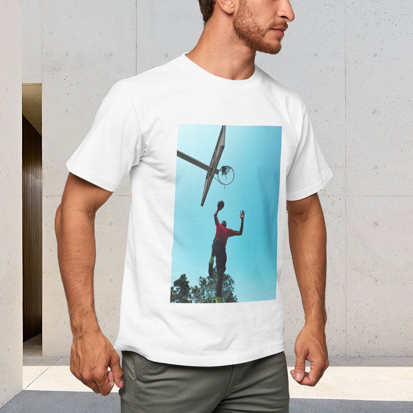 150g Men's Cotton Round Neck Short Sleeve T-shirt - front custom