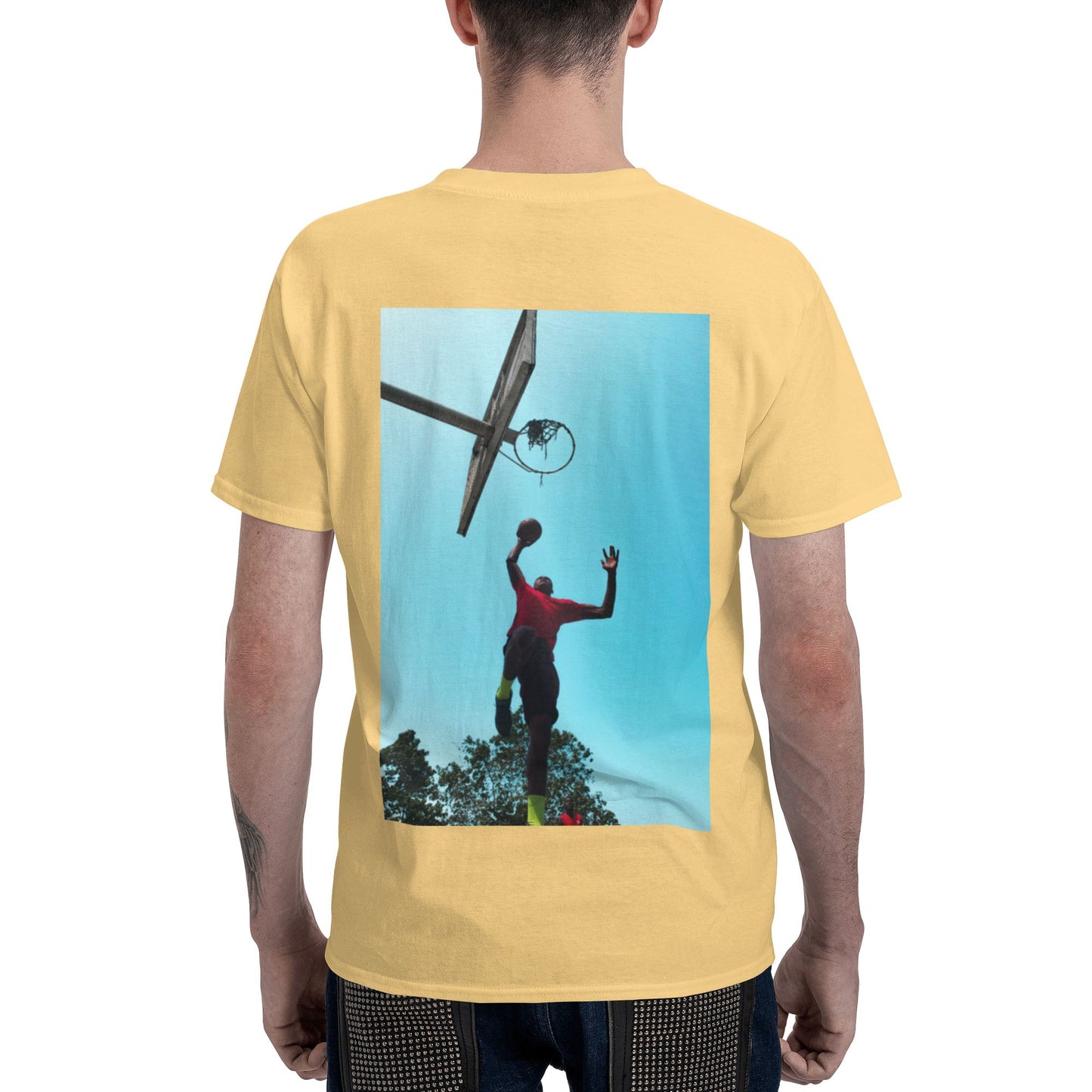 150g Men's Cotton Round Neck Short Sleeve T-Shirt - Back Custom
