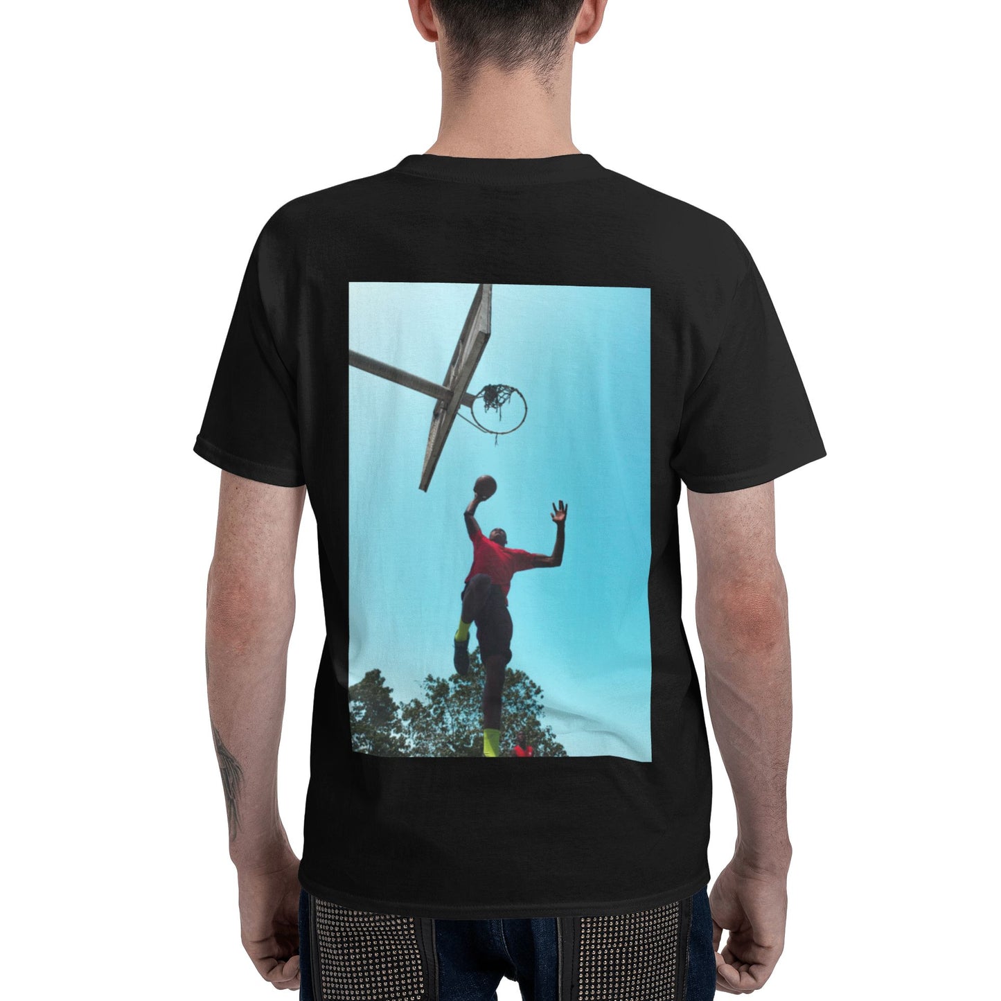 150g Men's Cotton Round Neck Short Sleeve T-Shirt - Back Custom