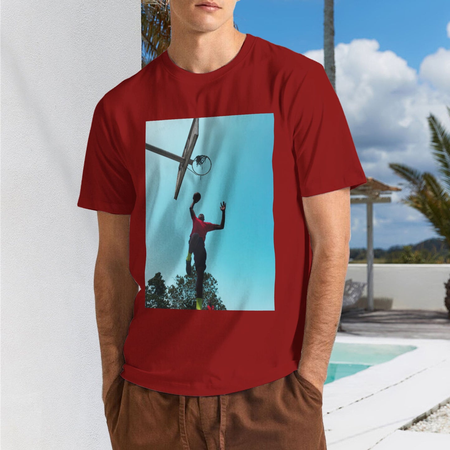 200g Men's Cotton Round Neck Short Sleeve T shirt-Front Custom