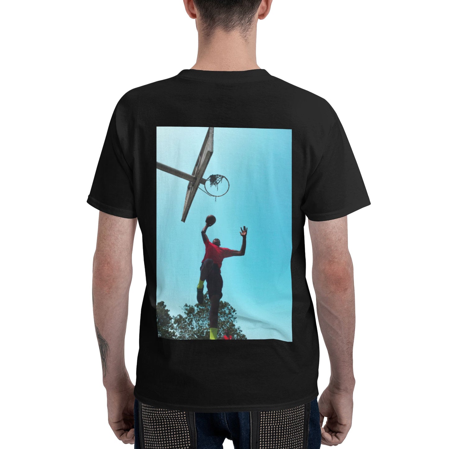 220g Men's Round Neck Short Sleeve Quick Dry T-Shirt - Back Custom