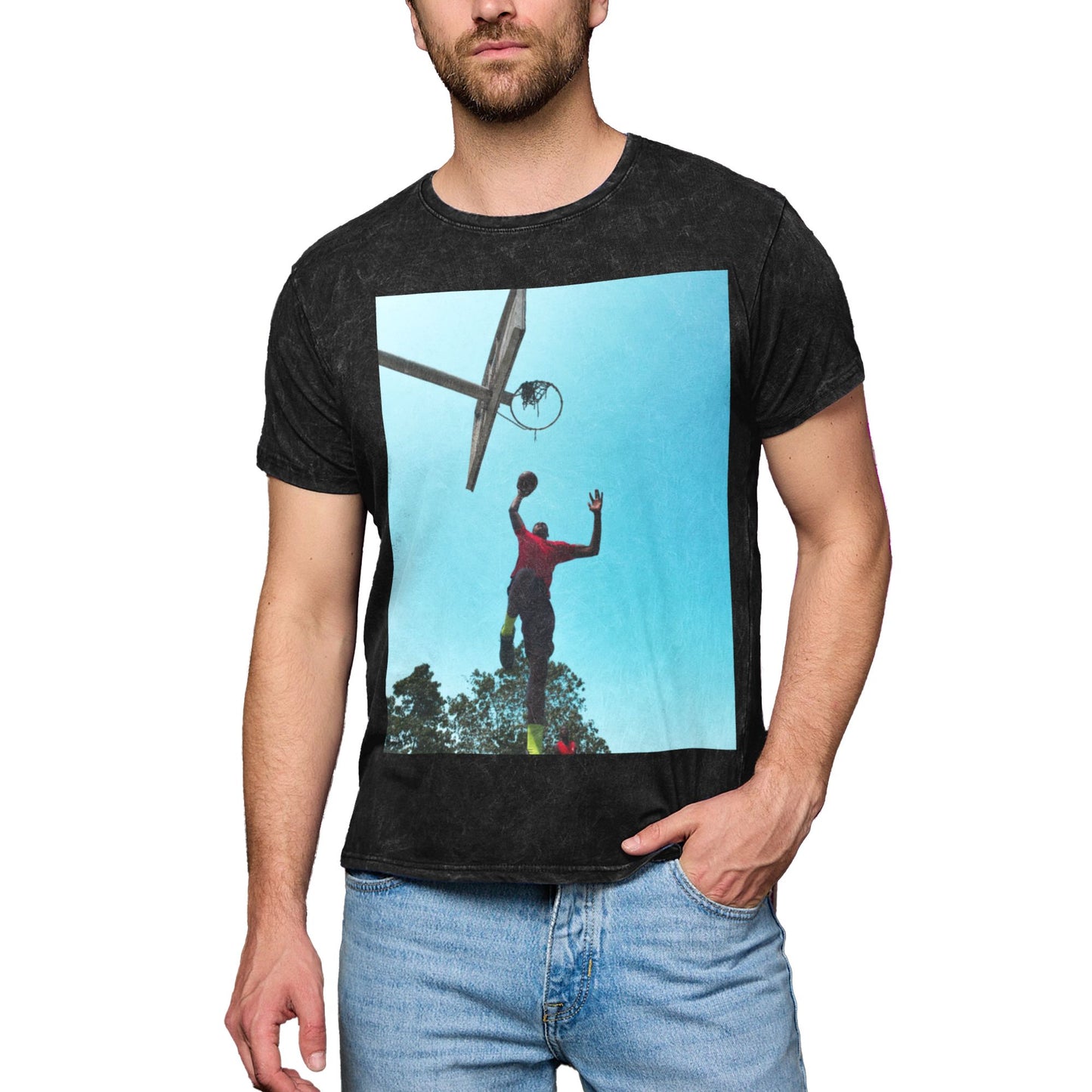 230g Vintage Cotton Washed Short Sleeve Slim Fit T-Shirt - Front Custom