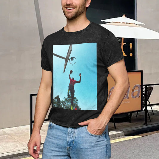 230g Vintage Cotton Washed Short Sleeve Slim Fit T-Shirt - Front Custom