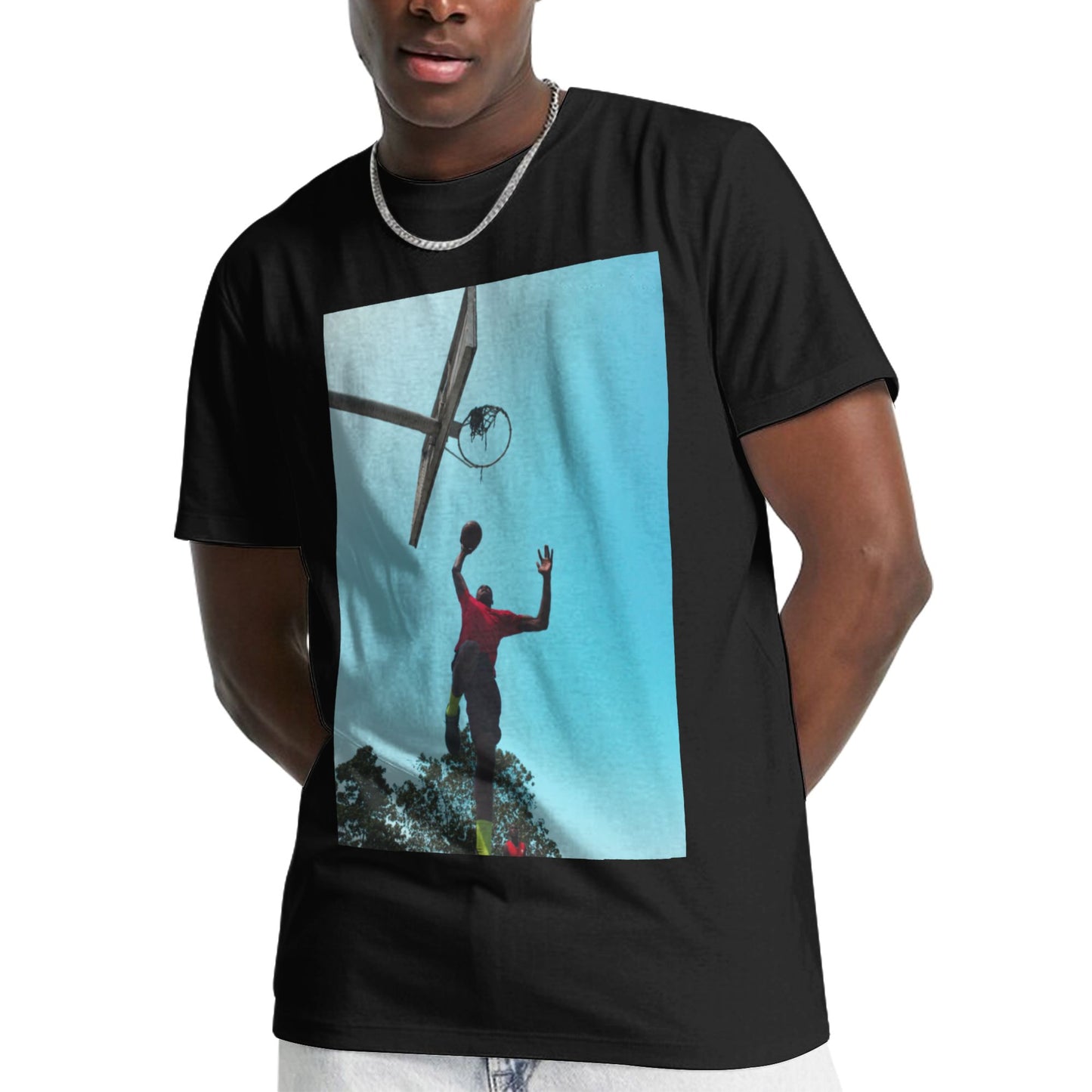 180g men's cotton round neck short sleeve T-shirt - Front Custom