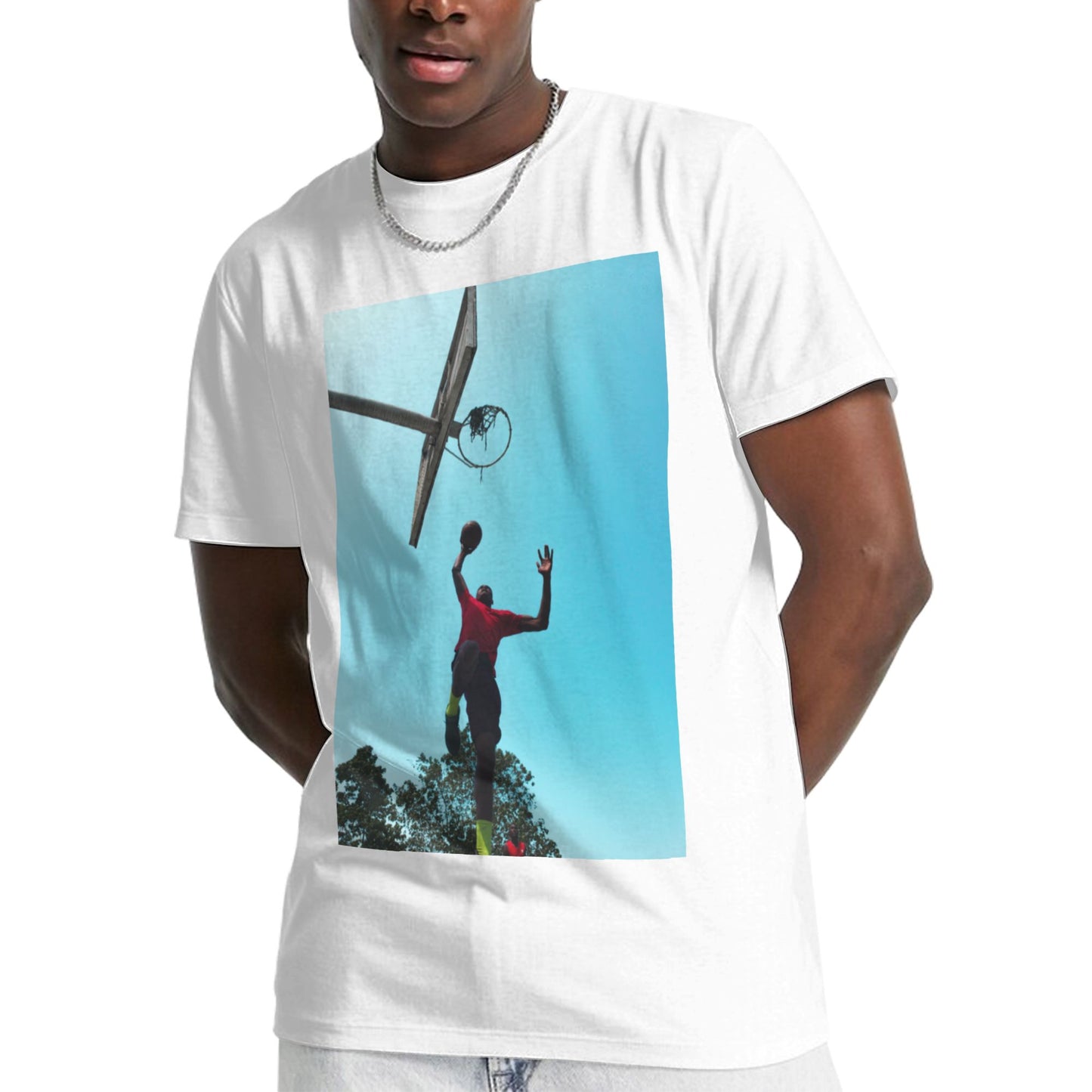 180g men's cotton round neck short sleeve T-shirt - Front Custom